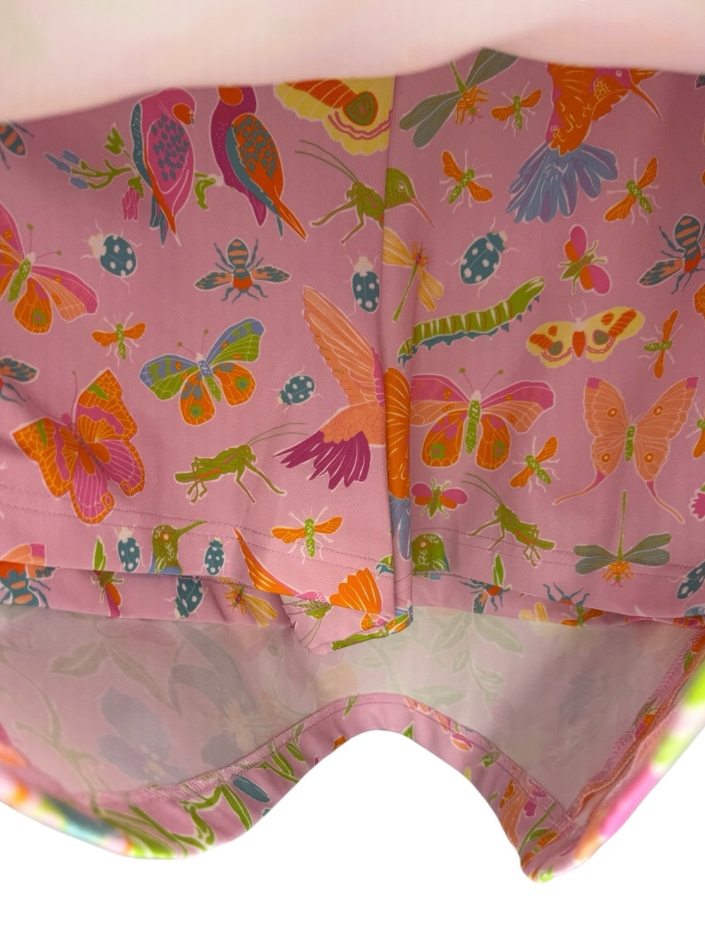 Gretchen Scott Designs Pale Pink Jersey Skippy Skort size Medium in Birds & Bees - Picture 3 of 5